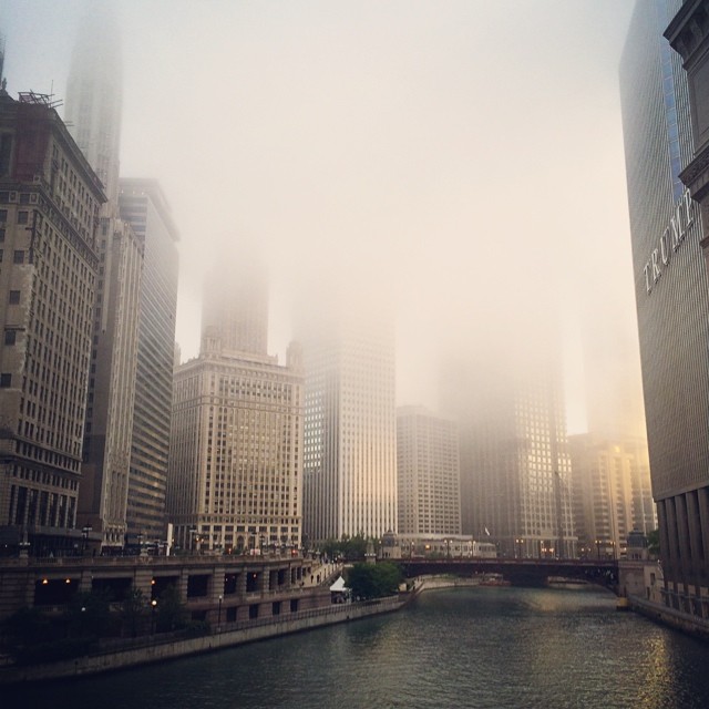 foggy Chicago river